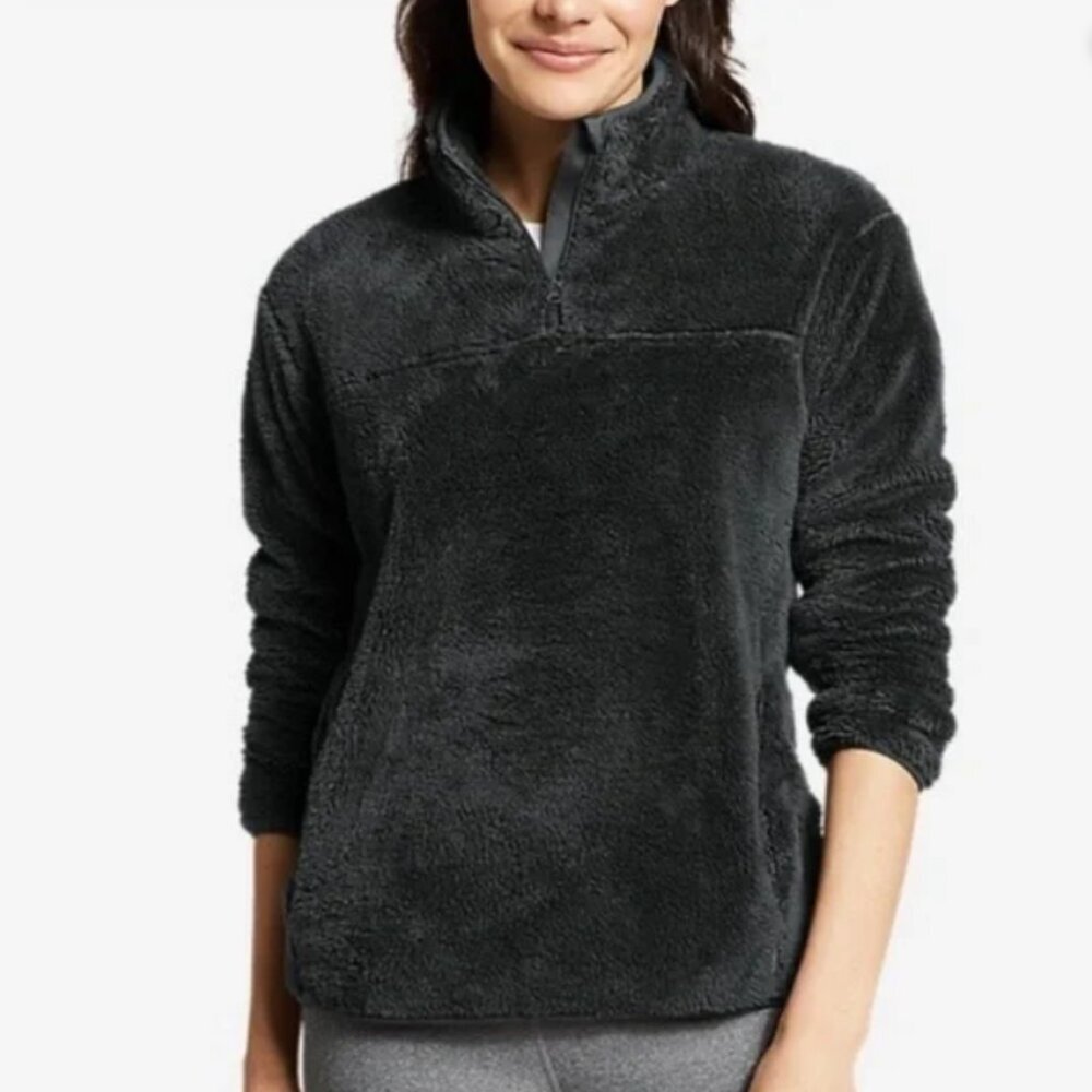 Eddie Bauer Women's 1/2 Snap Pullover Sweatshirt 2XL Thick Pile Sherpa Fleece